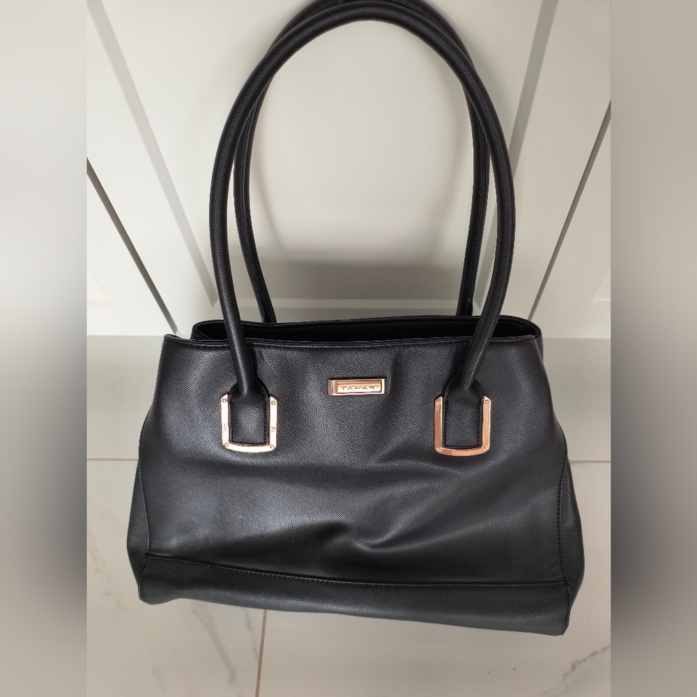 Tahari Black Tote Bag with Structured Design